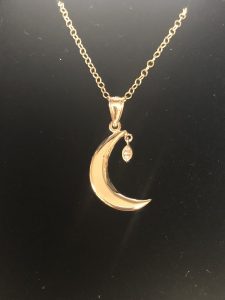 Custom Moon with Hanging DIamond